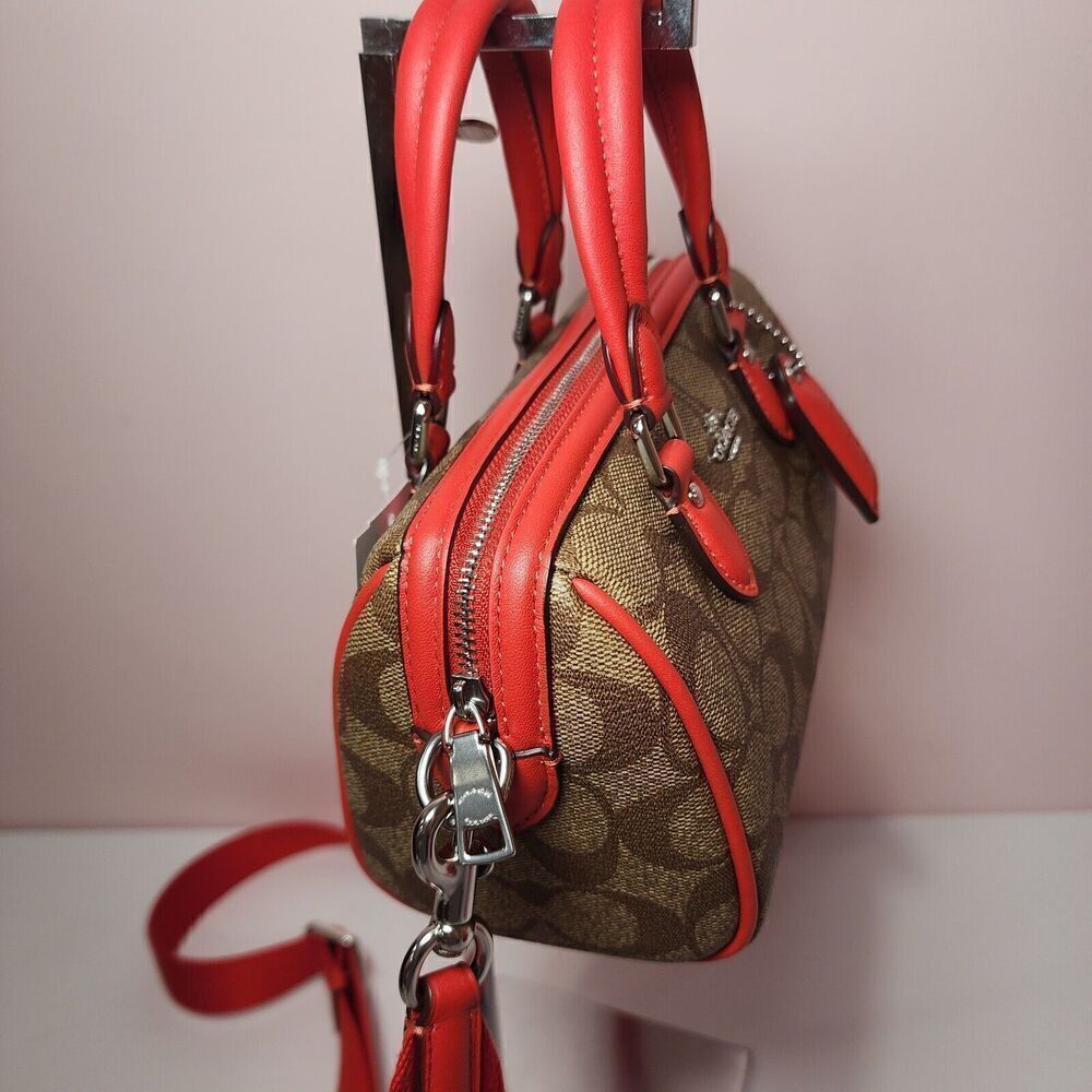 NWT Coach CR338 Mini Rowan Crossbody In Signature Canvas Miami Red - Picture 2 of 7